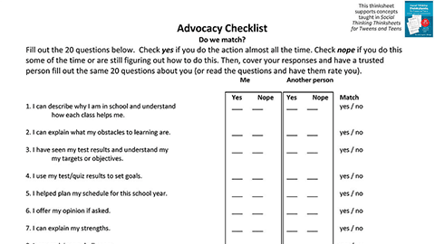 Self-Advocacy Checklist