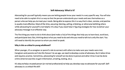 What is Self-Advocacy